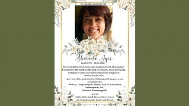 Sharada Iyer Dies: Playback Singer Chitra Iyer&rsquo;s Sister Killed in Trekking Accident in Oman