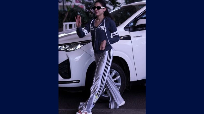 Sara Ali Khan Looks Unbothered Amid Orry Controversy, Slays in Sporty Athleisure Airport Look While Greeting Paparazzi