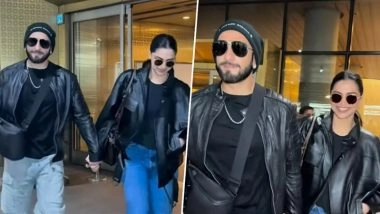 &lsquo;Dhurandhar&rsquo; Ranveer Singh and Deepika Padukone Serve Couple Goals As They Return to Mumbai, Walk Hand-in-Hand in Matching Ensembles at the Airport (Watch Video)