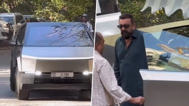 Sanjay Dutt Cruises Through Mumbai Streets in His New USD 80,000 Tesla Cyber Truck (Watch Video)