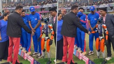 Salman Khan&rsquo;s Awkward Handshake With ISPL 2026 Robot Goes Viral; Netizens React Hilariously, &lsquo;Fielding Set Hai&rsquo; (Watch Video)