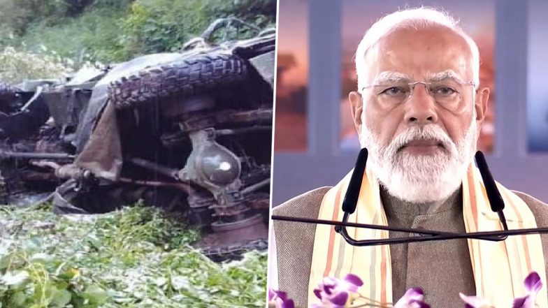 ‘Deeply Anguished by the Mishap’: PM Narendra Modi Expresses Sadness Over Loss of 10 Army Personnel in Doda Road Accident in Jammu and Kashmir