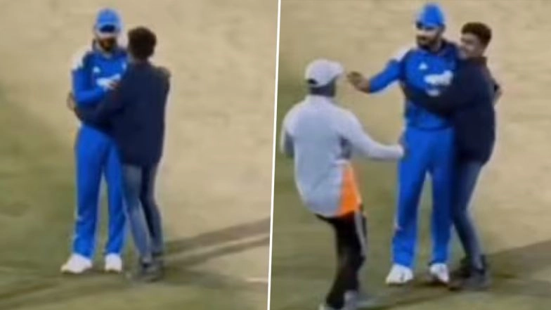 Fan Breaches Security to Embrace Virat Kohli During IND vs NZ 2nd ODI 2026, Indian Batter's Calm and Composed Reaction Goes Viral
