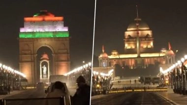 Republic Day 2026 Celebrations: India Gate and Rashtrapati Bhavan Lit Up as Delhi Gears Up for Grand Parade Marking '150 Years of Vande Mataram' (Watch Video)