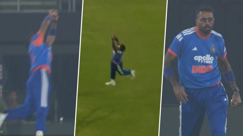 Hardik Pandya Catch Video: Watch Indian All-Rounder Take Stunning Catch To Dismiss Devon Conway During IND vs NZ 3rd T20I 2026 | 🏏 LatestLY