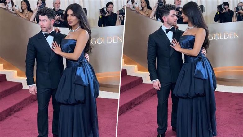 Golden Globes 2026: Priyanka Chopra and Nick Jonas Serve Ultimate Couple Goals on the Red Carpet, Actress Greets Everyone With a Namaste (Watch Video)