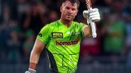 David Warner Registers Second Big Bash League Hundred, Achieves Feat During Sydney Thunder vs Hobart Hurricanes BBL 2025-26 Match David Warner Registers Second Big Bash League Hundred, Achieves Feat During Sydney Thunder vs Hobart Hurricanes BBL 2025-26 Match