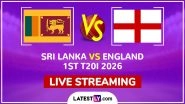 Sri Lanka vs England Live Streaming Online, 1st T20I 2026: How To Watch SL vs ENG Cricket Match Live Telecast on TV Sri Lanka vs England Live Streaming Online, 1st T20I 2026: How To Watch SL vs ENG Cricket Match Live Telecast on TV