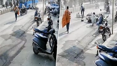 Accident Caught on Camera in Surat: Biker Crushed To Death While Attempting To Overtake Bus in Gujarat; Video Surfaces