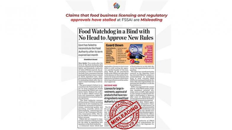Food Authority Vacant, FSSAI in Limbo? PIB Fact Check Clarifies Claims, Says Regulator Fully Functional