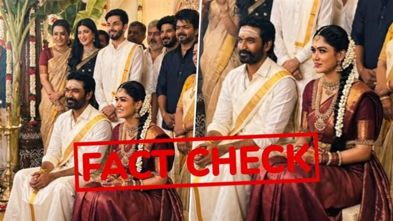 Fact Check: Did Dhanush Secretly Marry Mrunal Thakur in Chennai? Truth Behind Viral Wedding Video (Watch)