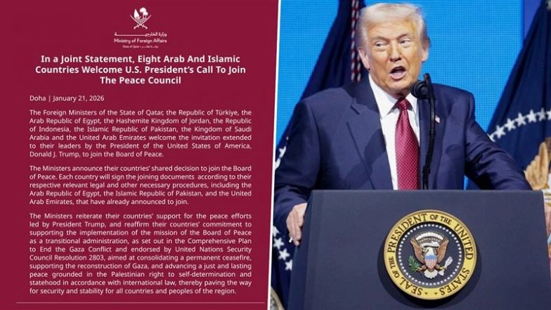 ‘Comprehensive Plan to End Conflict’: 8 Arab and Islamic Nations Welcome US President Donald Trump’s Invite to Join Proposed ‘Board of Peace’