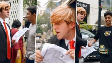 &lsquo;H1B, Buy One Get One Free&rsquo;: Comedian Austin Nasso Trolls Donald Trump by &lsquo;Selling&rsquo; H-1B Visas for USD 100,000 on Indian Streets (Watch Video)