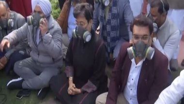 India News | AAP Holds Protest in Delhi Assembly Premises over Rising Air Pollution
