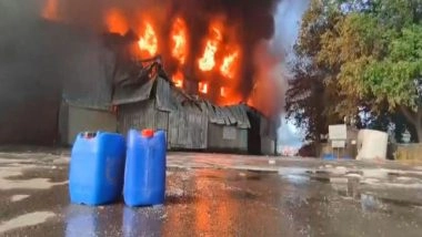 India News | Massive Fire Breaks out at Two Packaging Companies in Daman; One Plant Completely Charred