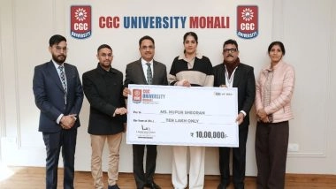 Business News | CGC University, Mohali, Awards ₹10 Lakh Cash Prize to Brand Ambassador Ms. Nupur