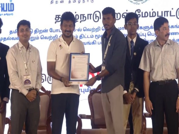 India News | Udhayanidhi Stalin Felicitates Winners of Tamil Nadu Skill Competition 2025, Highlights Govt's  Efforts to Boost Student Employability Through Skill Development
