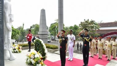 World News | COAS General Dwivedi Pays Tribute at IPKF Memorial in Colombo During Official Visit to Sri Lanka