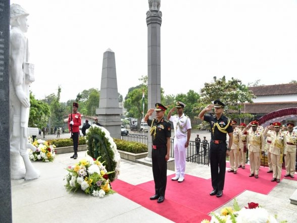 World News | COAS General Dwivedi Pays Tribute at IPKF Memorial in Colombo During Official Visit to Sri Lanka