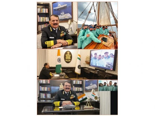 World News | CNS Admiral Tripathi Interacts with INSV Kaundinya Crew, Lauds Proficiency, Resilience on Maiden Overseas Voyage