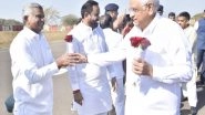 India News | Chief Minister Bhupendra Patel Receives Warm Welcome at Keshod Airport, Arrives to Participate in Somnath Swabhiman Parv