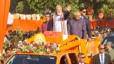India News | Gujarat: PM Modi Plays Conch During Shaurya Yatra in Somnath