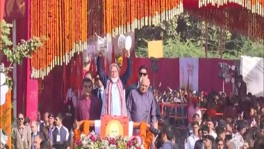 India News | Gujarat: PM Modi Plays Damru During Shaurya Yatra in Somnath