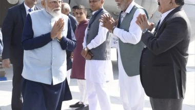 India News | PM Narendra Modi Receives Warm Welcome in Rajkot, Inaugurates Vibrant Gujarat Regional Conference