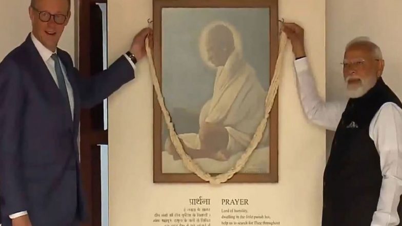 World News | PM Modi Welcomes German Chancellor Merz to Sabarmati Ashram on First Official India Visit