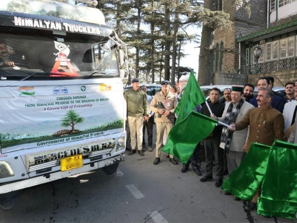 India News | Himachal Government Gifts Chilgoza Saplings to Bhutan; CM Sukhu Flags off Vehicle