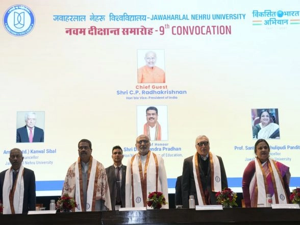 India News | Vice President Radhakrishnan Addresses 9th Convocation of Jawaharlal Nehru University; Calls Upon Youth to Uphold Intellectual Integrity and Nation-building
