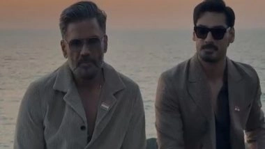 Entertainment News | 'Border 2' Song Launch: Suniel Shetty Roots for Son Ahan, Poses with Him