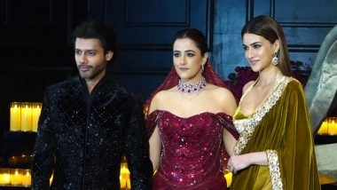 Entertainment News | Nupur Sanon's Dazzling Red Gown Turns Heads at Mumbai Reception, Kriti Sanon's Elegant Look Steals Show