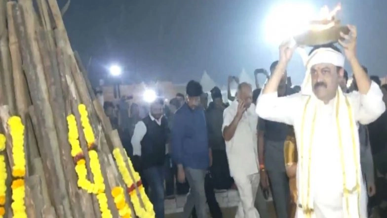 India News | GVL Narasimha Rao Celebrates Bhogi in Visakhapatnam; Pongal Festivities Begin in Full Swing Across South India