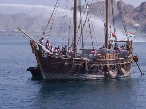 World News | Oman: INSV Kaundinya Receives Water Salute on Arrival in Muscat