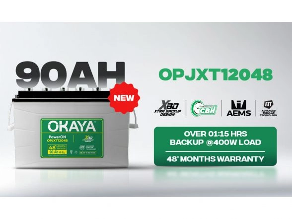 Business News | Okaya Introduces JXT 90Ah Inverter Battery, a New Innovation in Jumbo Tubular Technology