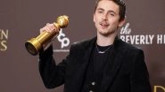 Entertainment News |  Timothee Chalamet Shares Behind-the-scenes Moments After Golden Globe Win