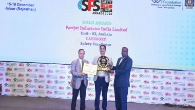 Business News | Parijat Industries' Unit 2, Ambala Receives Gold Award at the 23rd Greentech Workplace Safety, Fire & Security Awards 2025