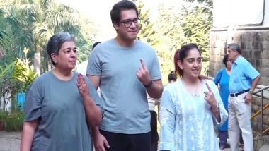 Entertainment News | BMC Polls: Junaid Khan, Ira Khan Arrive at Polling Booth with Mom Reena Dutta