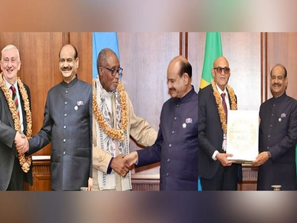 World News | LS Speaker Om Birla Meets Speakers of UK, Saint Lucia, Tanzania, Mauritius, Botswana