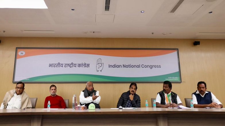 India News | New Delhi: Congress President Kharge Chairs Meeting with Tamil Nadu Leaders, Says Party Determined to Fulfil Aspirations of the People of State