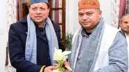 India News | Union Minister Raj Bhushan Choudhary Meets Uttarakhand CM Dhami in Dehradun