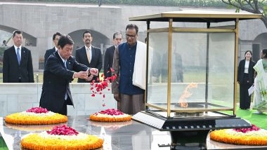 World News | Japanese Foreign Minister Motegi on India Visit Pays Tributes at Rajghat