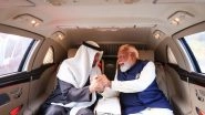 World News | PM Modi's Warm Airport Welcome for 'brother' Mohamed Bin Zayed: Hug, Greetings and Ride Together