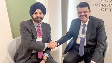 Business News | Maharashtra CM Devendra Fadnavis Meets World Bank Chief Ajay Banga at Davos