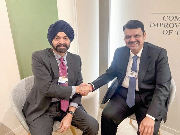 Business News | Maharashtra CM Devendra Fadnavis Meets World Bank Chief Ajay Banga at Davos