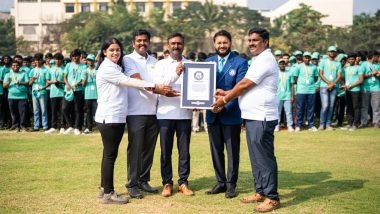 Business News | Chennai Institute of Technology and Bisleri International Creates Guinness World Record for the Largest Human Recycling Logo