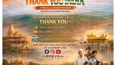 Business News | THANK YOU INDIA - Viksit Bharat Through Gratitude & Values Republic Day Special National Digital Campaign