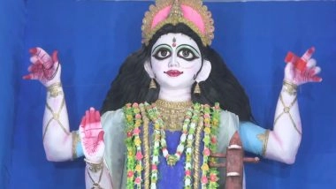 India News | Tripura CM Manik Saha Unveils 40-foot Saraswati Idol in Agartala, Offers Prayers