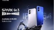 Business News | TECNO Spark Go3 Goes on Sale at Rs. 8,999, Focusing on Durability and Best Signal
